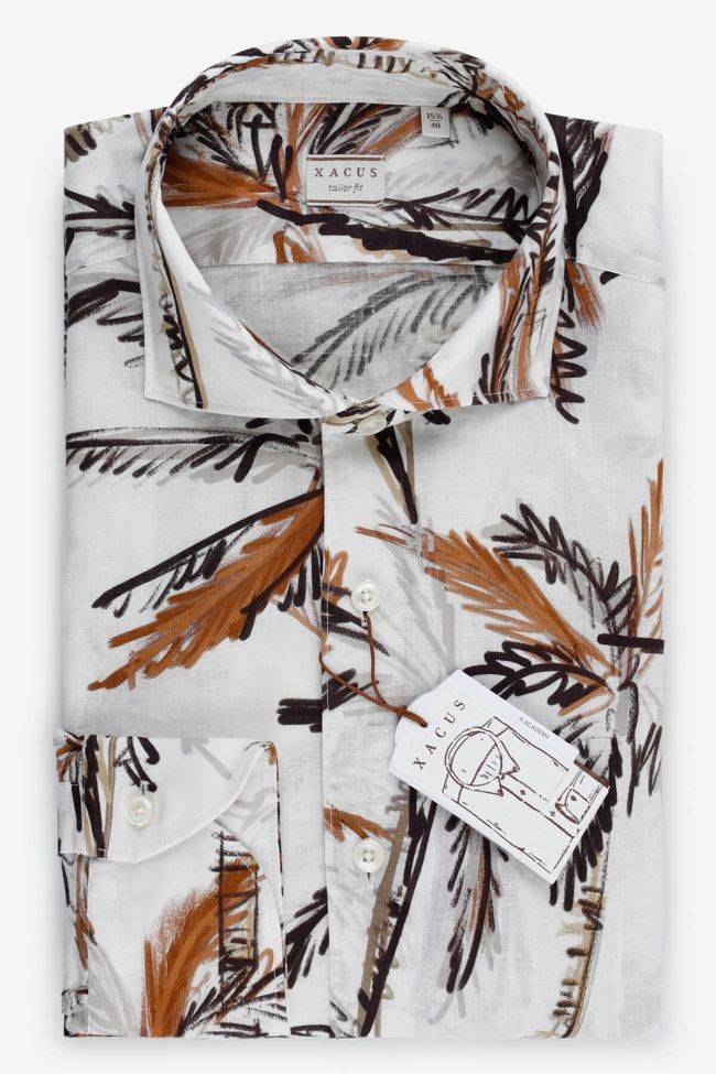 xacus Hemd Herren Xacus Regular Muster 55% linen 45% cotton kragen Französisch Lange Ärmel