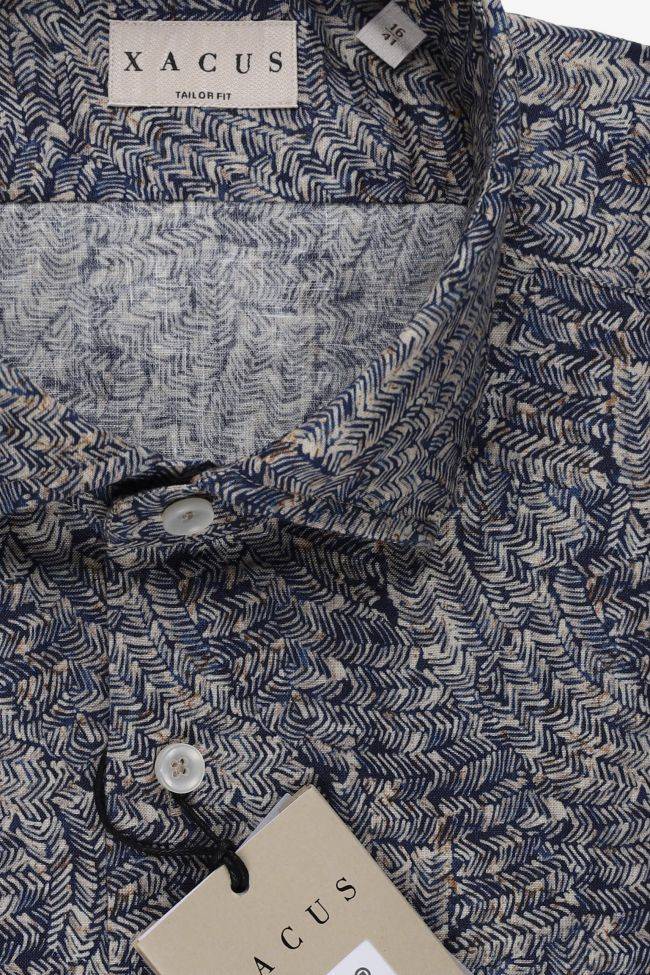 Xacus Hemd Herren Xacus Regular Muster 60% Baumwolle, 40% Leinen Kragen Französisch Lange Ärmel