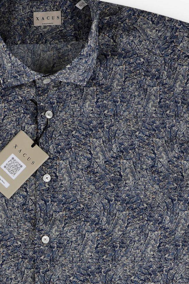 Xacus Hemd Herren Xacus Regular Muster 60% Baumwolle, 40% Leinen Kragen Französisch Lange Ärmel