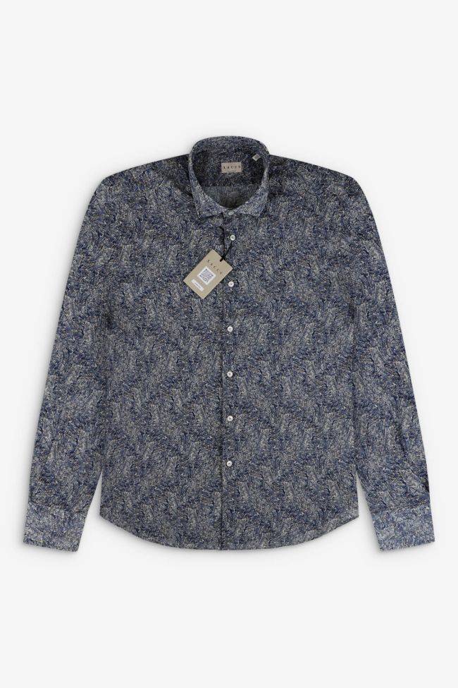 Xacus Hemd Herren Xacus Regular Muster 60% Baumwolle, 40% Leinen Kragen Französisch Lange Ärmel