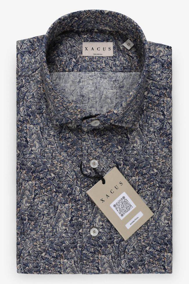 xacus Hemd Herren Xacus Regular Muster 60% Baumwolle, 40% Leinen kragen Französisch Lange Ärmel