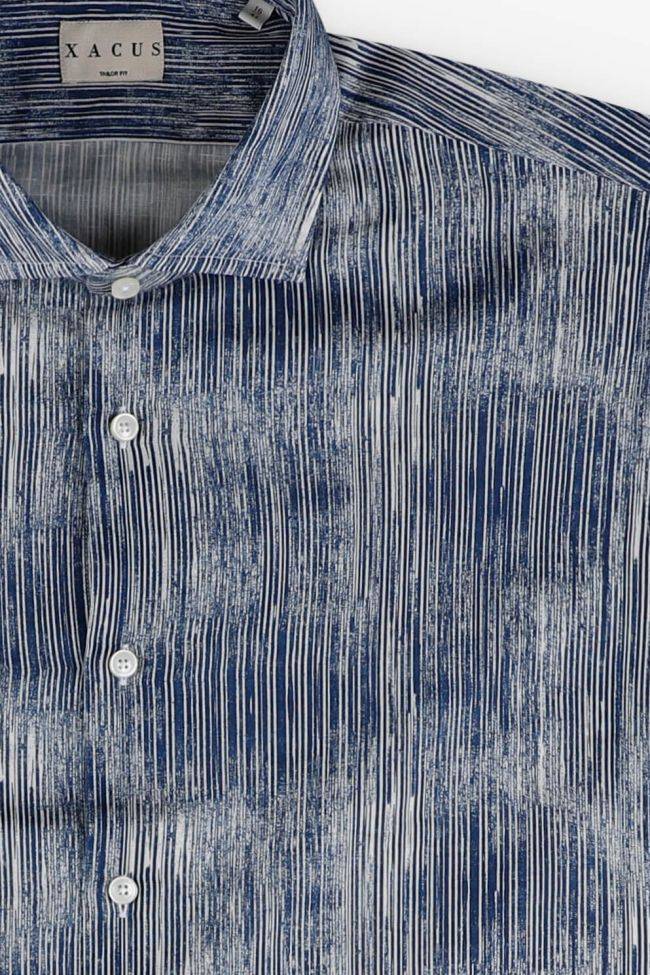 Xacus Hemd Herren Xacus Regular Muster 60% Leinen 40% Baumwolle Kragen Französisch Lange Ärmel