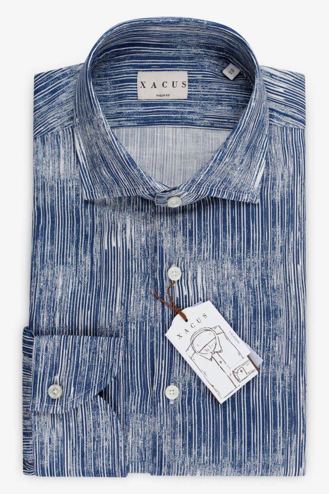 xacus Hemd Herren Xacus Regular Muster 60% Leinen 40% Baumwolle kragen Französisch Lange Ärmel