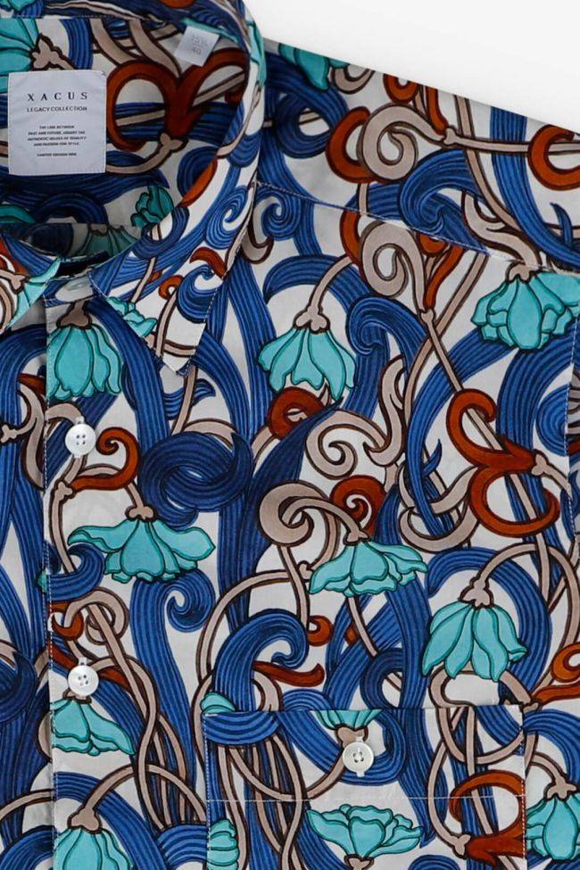Xacus Hemd Herren Xacus Regular Muster 70% Polyester 30% Cotton Kragen Italienisch Kurze Ärmel