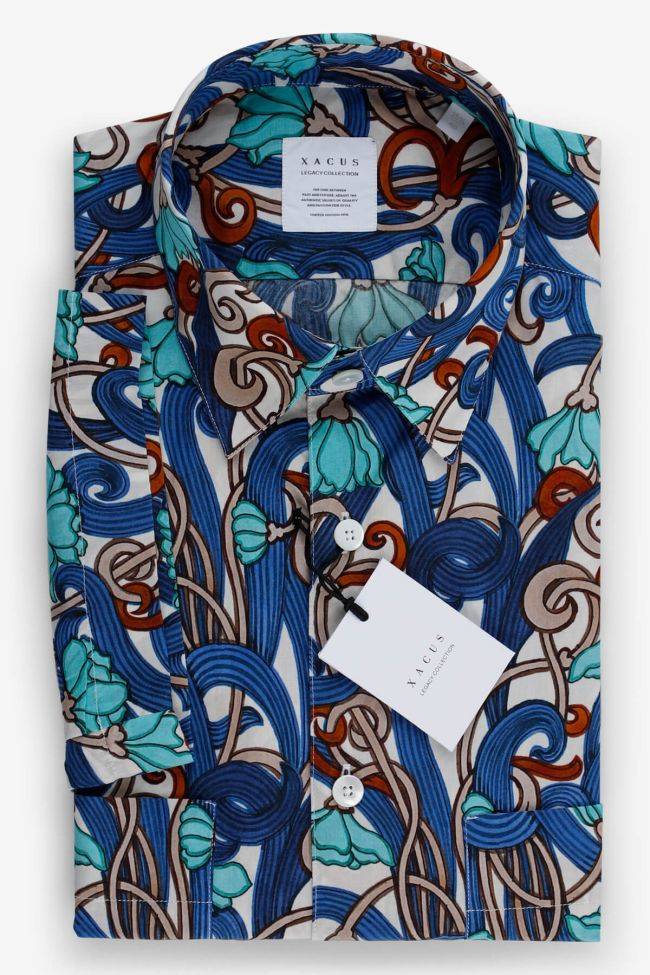 xacus Hemd Herren Xacus Regular Muster 70% polyester 30% cotton kragen Italienisch Kurze Ärmel