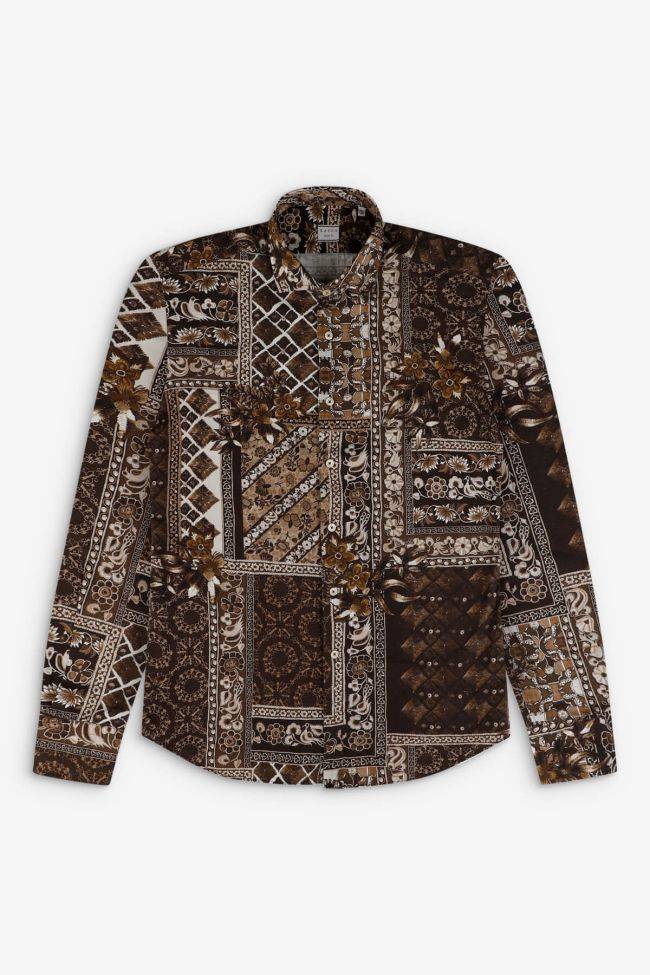 Xacus Hemd Herren Xacus Regular Muster 80% BW 20% WO Kragen Französisch Lange Ärmel