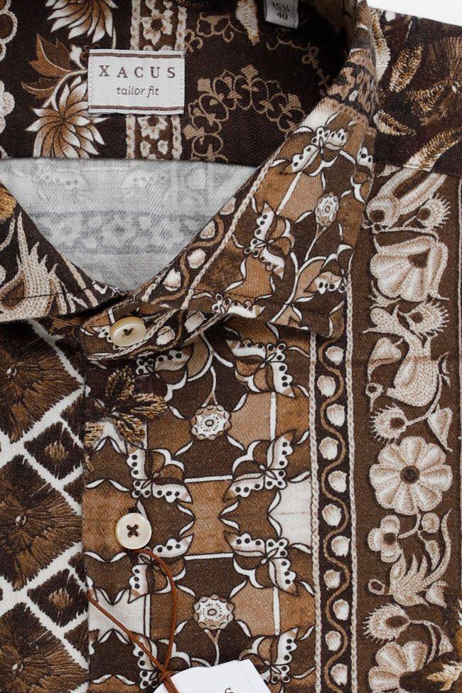 Xacus Hemd Herren Xacus Regular Muster 80% BW 20% WO Kragen Französisch Lange Ärmel