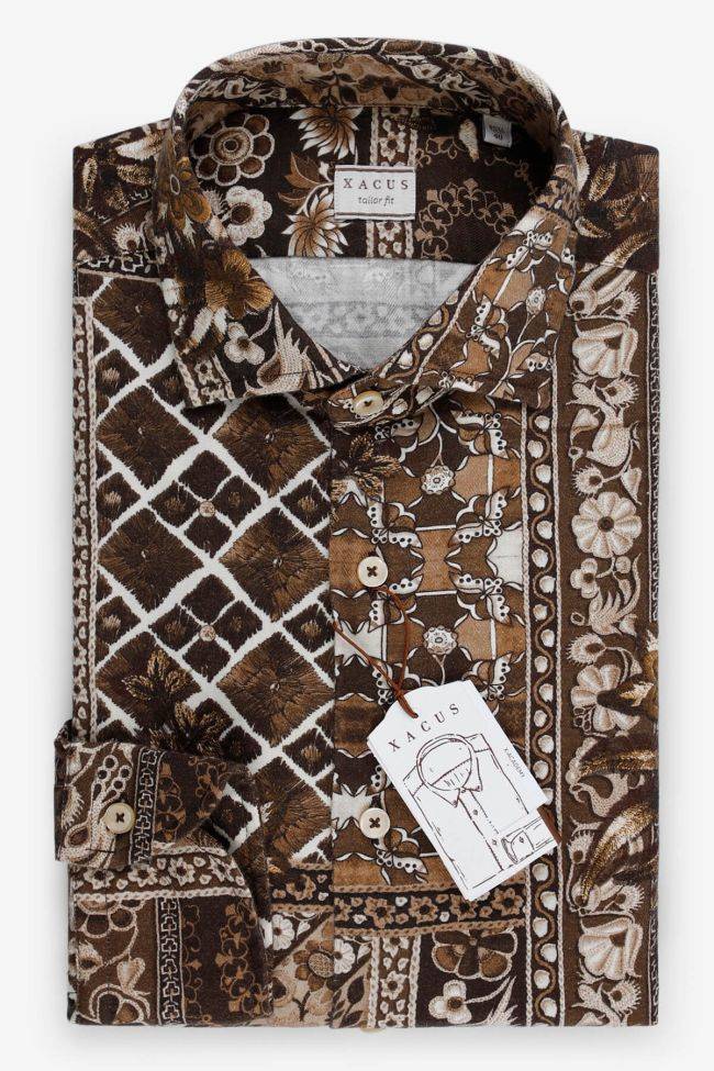 xacus Hemd Herren Xacus Regular Muster 80% BW 20% WO kragen Französisch Lange Ärmel