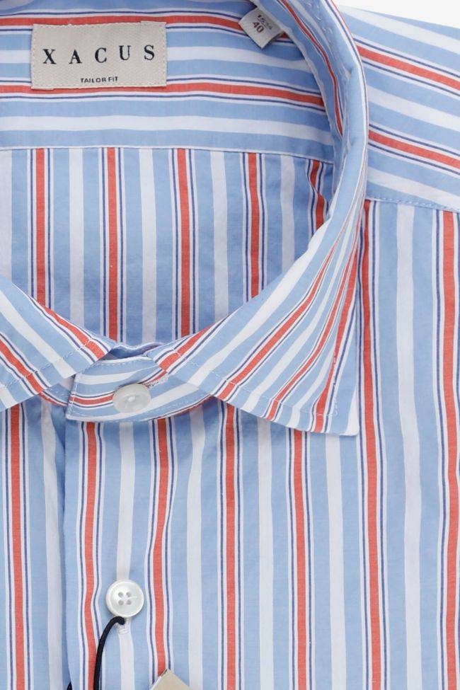 Xacus Hemd Herren Xacus Regular Streifen 100% Baumwolle Gewaschen Kragen Italienisch Lange Ärmel
