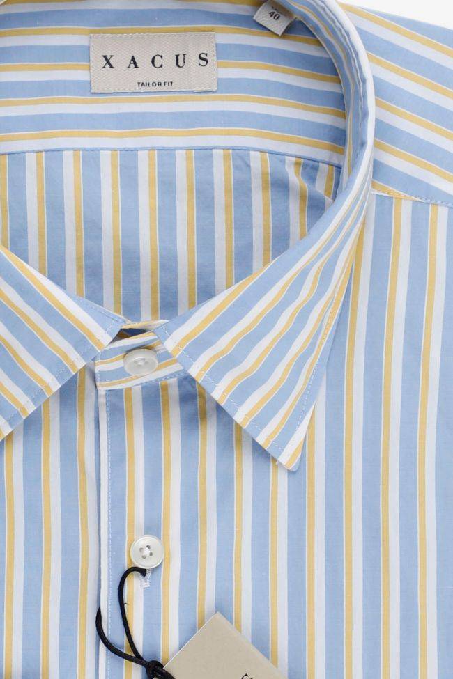 Xacus Hemd Herren Xacus Regular Streifen 100% Baumwolle Gewaschen Kragen Italienisch Lange Ärmel