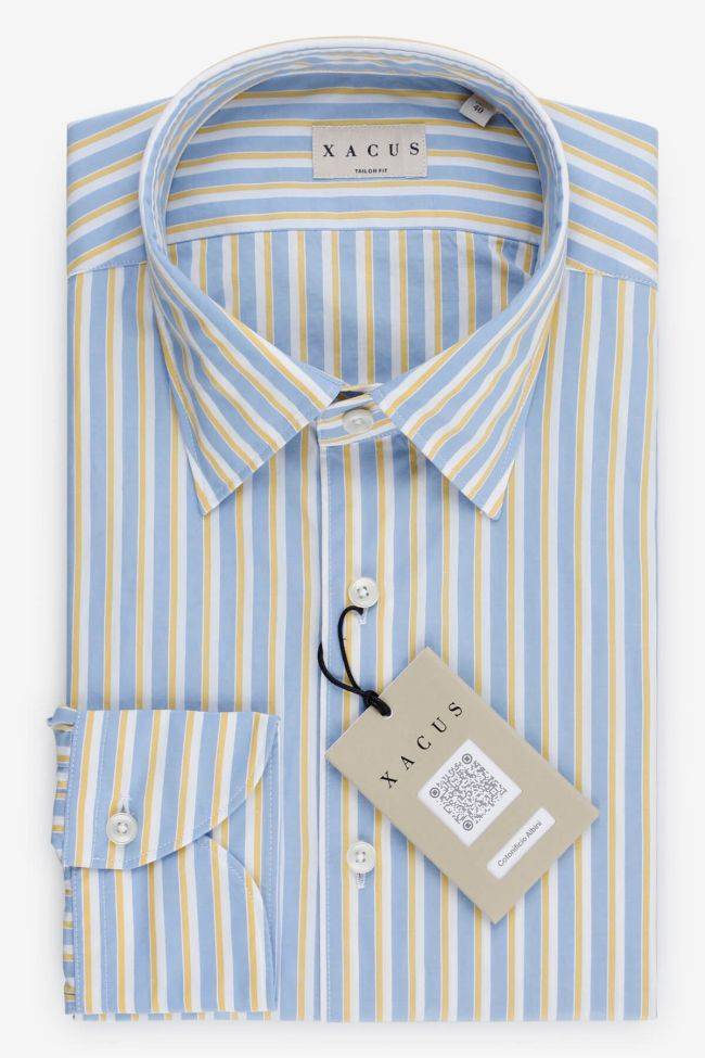 xacus Hemd Herren Xacus Regular Streifen 100% Baumwolle gewaschen kragen Italienisch Lange Ärmel