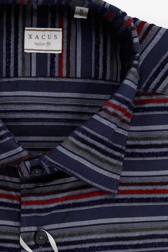 Xacus Hemd Herren Xacus Regular Streifen 100% Baumwolle Gewaschen Kragen Italienisch Lange Ärmel