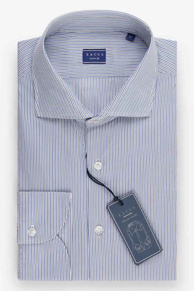 xacus Hemd Herren Xacus Regular Streifen 100% Baumwolle gewaschen kragen Französisch Lange Ärmel