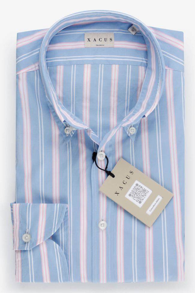xacus Hemd Herren Xacus Regular Streifen 100% Baumwolle gewaschen kragen Button-Down Lange Ärmel