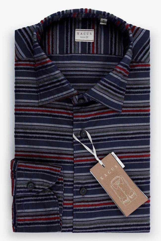 xacus Hemd Herren Xacus Regular Streifen 100% Baumwolle gewaschen kragen Italienisch Lange Ärmel