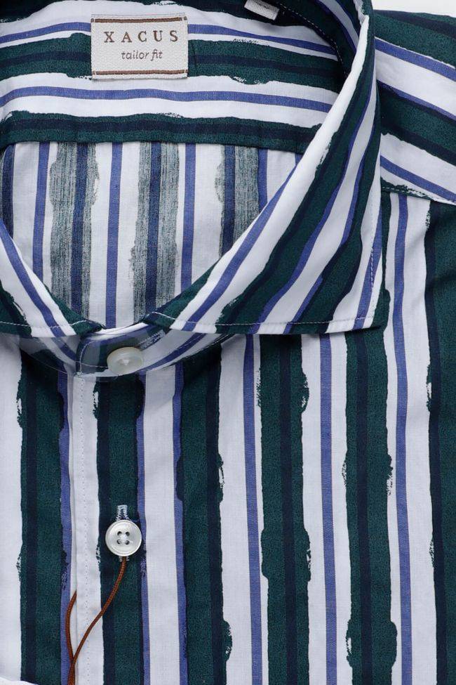 Xacus Hemd Herren Xacus Regular Streifen 100% Baumwolle Kragen Französisch Lange Ärmel