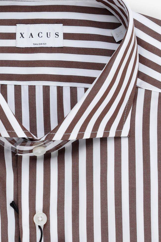 Xacus Hemd Herren Xacus Regular Streifen 100% Baumwolle Kragen Französisch Lange Ärmel