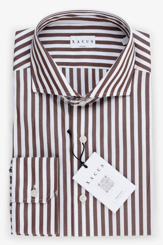 xacus Hemd Herren Xacus Regular Streifen 100% Baumwolle kragen Französisch Lange Ärmel