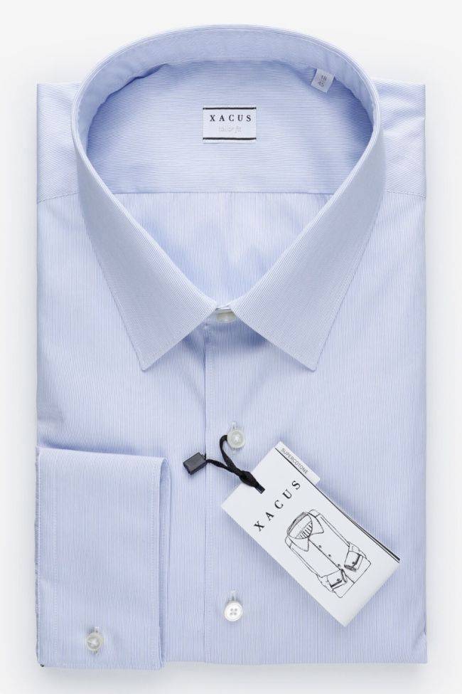 xacus Hemd Herren Xacus Regular Streifen 100% Baumwolle kragen Italienisch Lange Ärmel