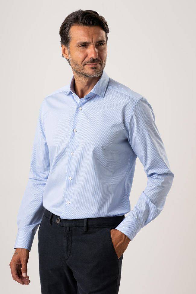 xacus Hemd Herren Xacus Regular Streifen 100% Baumwolle kragen Französisch Lange Ärmel