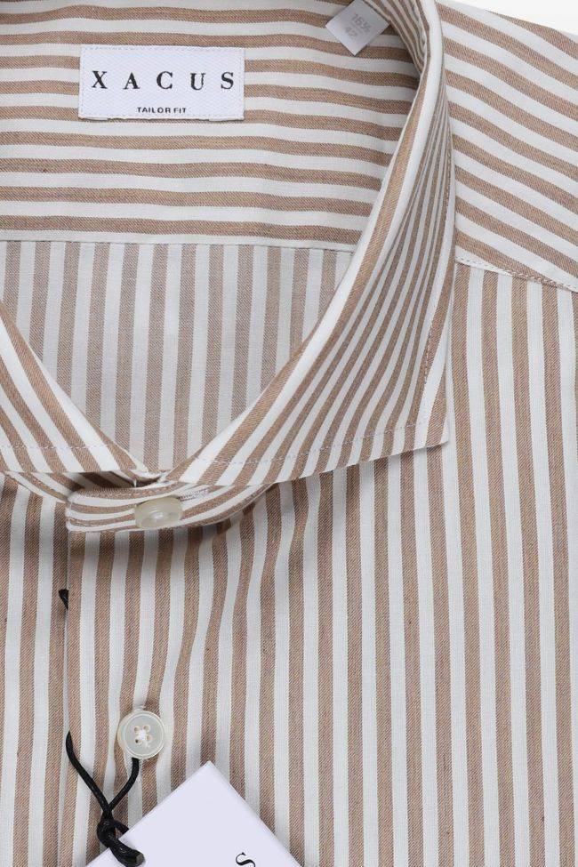 Xacus Hemd Herren Xacus Regular Streifen 100% Baumwolle Kragen Französisch Lange Ärmel