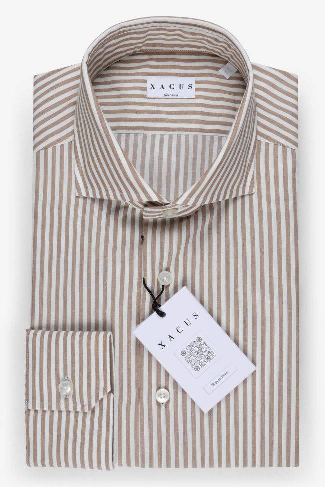 xacus Hemd Herren Xacus Regular Streifen 100% Baumwolle kragen Französisch Lange Ärmel