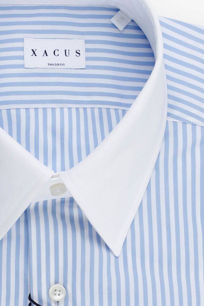 Xacus Hemd Herren Xacus Regular Streifen 100% Baumwolle Kragen Italienisch Lange Ärmel
