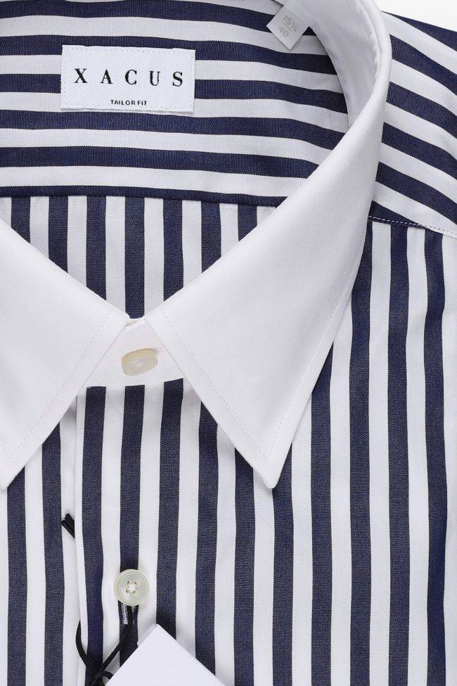 Xacus Hemd Herren Xacus Regular Streifen 100% Baumwolle Kragen Italienisch Lange Ärmel