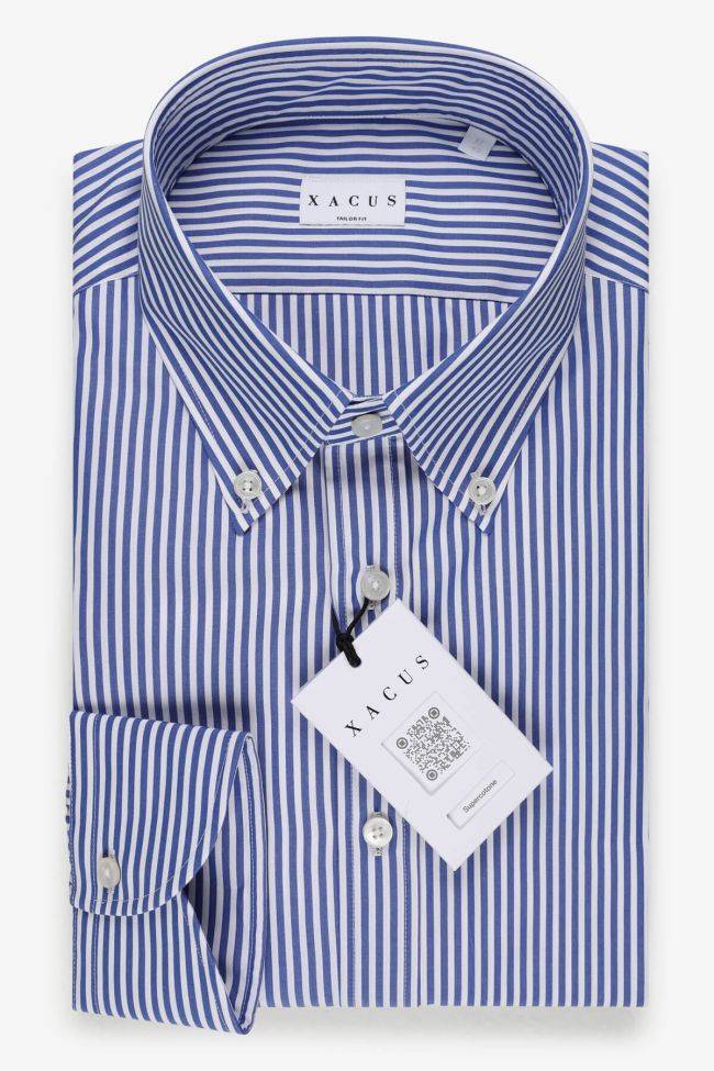 xacus Hemd Herren Xacus Regular Streifen 100% Baumwolle kragen Button-Down Lange Ärmel