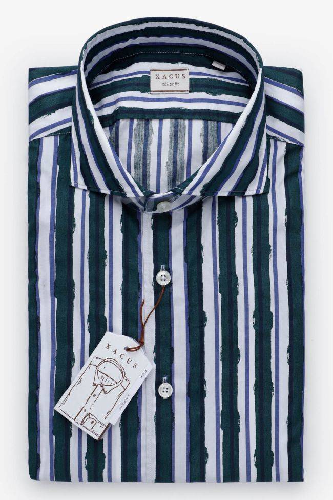 xacus Hemd Herren Xacus Regular Streifen 100% Baumwolle kragen Französisch Lange Ärmel