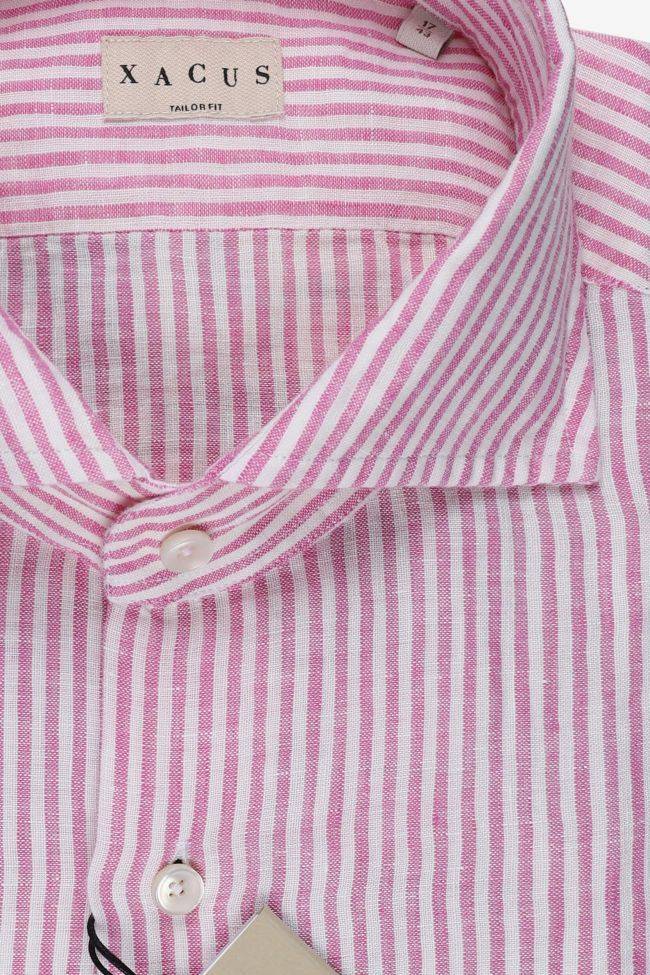 Xacus Hemd Herren Xacus Regular Streifen 100% Leinen Kragen Französisch Lange Ärmel