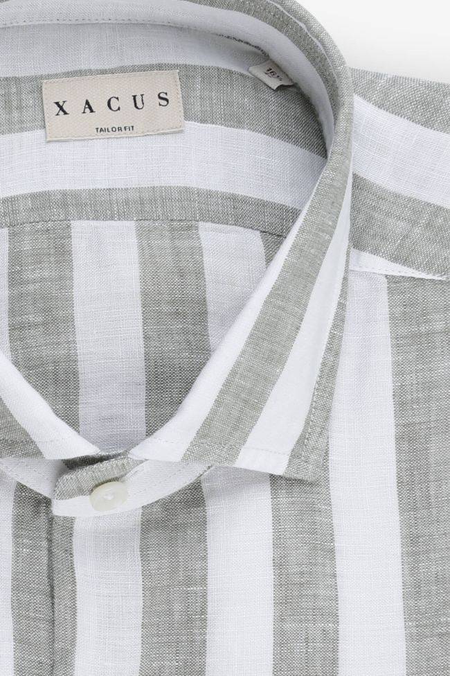 Xacus Hemd Herren Xacus Regular Streifen 100% Leinen Kragen Französisch Lange Ärmel