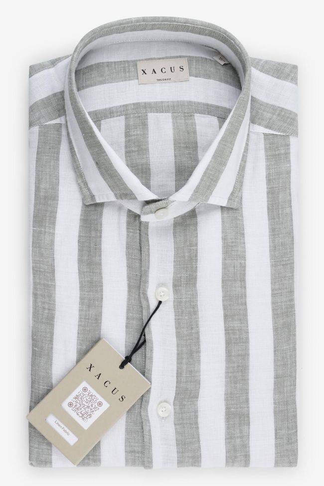xacus Hemd Herren Xacus Regular Streifen 100% Leinen kragen Französisch Lange Ärmel