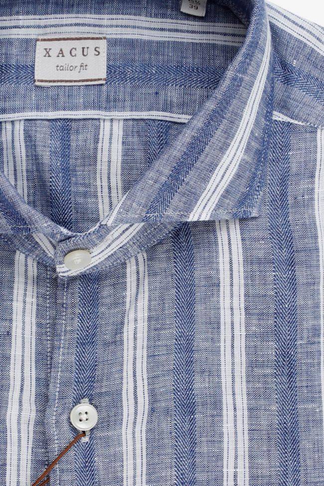 xacus Hemd Herren Xacus Regular Streifen 100% Leinen kragen Französisch Lange Ärmel