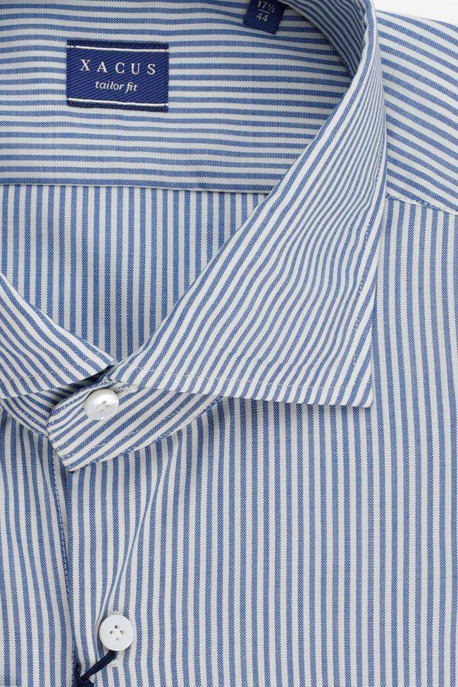 Xacus Hemd Herren Xacus Regular Streifen 100% Merinowolle Kragen Französisch Lange Ärmel