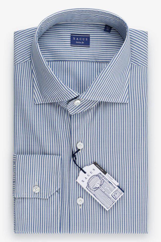 xacus Hemd Herren Xacus Regular Streifen 100% Merinowolle kragen Französisch Lange Ärmel