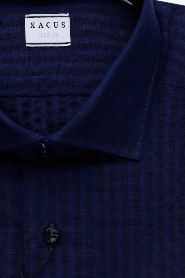 Xacus Hemd Herren Xacus Regular Streifen 80% Baumwolle 20% Leinen Kragen Französisch Lange Ärmel