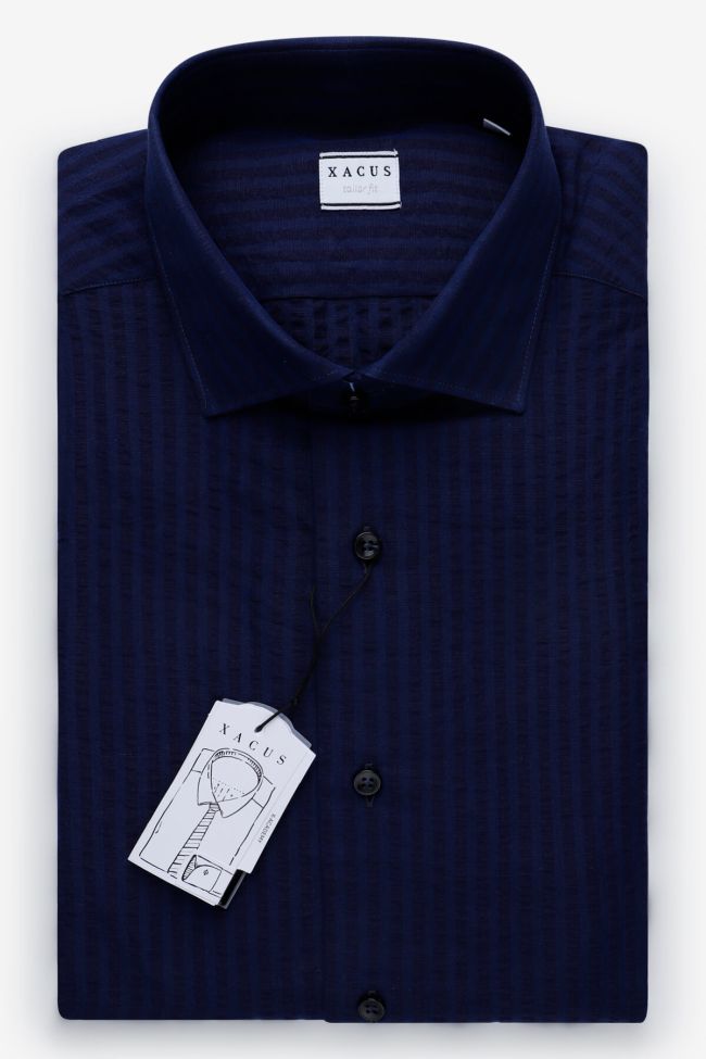 xacus Hemd Herren Xacus Regular Streifen 80% Baumwolle 20% Leinen kragen Französisch Lange Ärmel