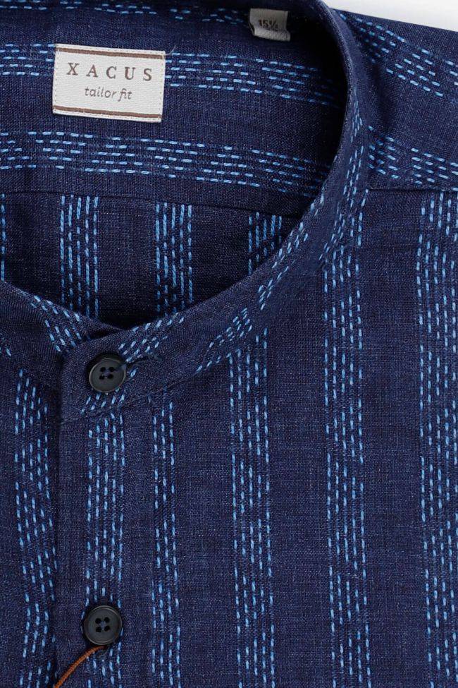 xacus Hemd Herren Xacus Regular Streifen 80% Merinowolle 20% Akryl kragen Mandarinkragen Lange Ärmel