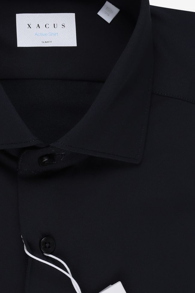 Xacus Hemd Herren Xacus Slim Bügelfreie Einfarbig 86% Poliammide 14% Elastan Kragen Französisch Lange Ärmel