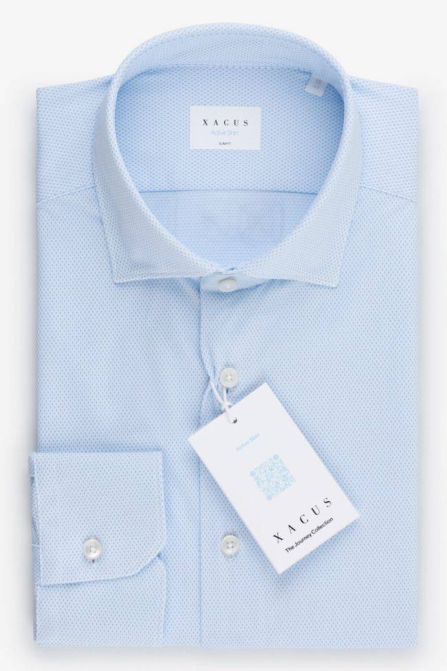 xacus Hemd Herren Xacus Slim Bügelfreie Halb Unifarben 86% polyamide 14% elastane kragen Französisch Lange Ärmel