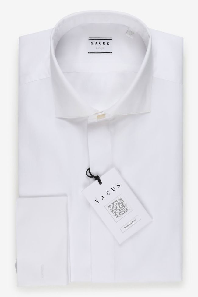 xacus Hemd Herren Xacus Slim Einfarbig 100% Baumwolle kragen Französisch Lange Ärmel