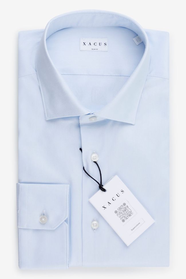 Xacus Hemd Herren Xacus Slim Einfarbig 100% Baumwolle Kragen Französisch Lange Ärmel