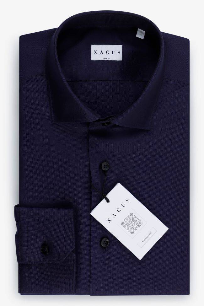 xacus Hemd Herren Xacus Slim Einfarbig 100% Baumwolle kragen Französisch Lange Ärmel