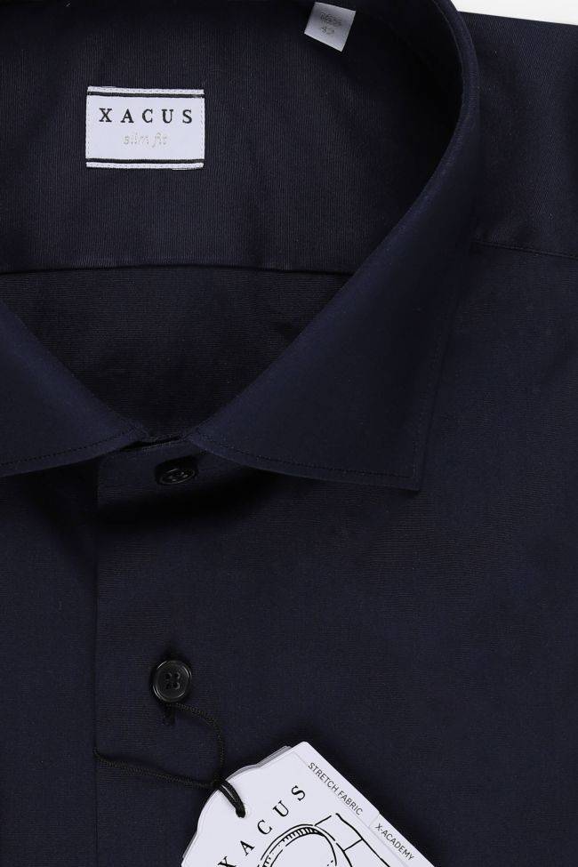 Xacus Hemd Herren Xacus Slim Einfarbig 100% Baumwolle Kragen Italienisch Lange Ärmel