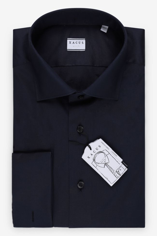 xacus Hemd Herren Xacus Slim Einfarbig 100% Baumwolle kragen Italienisch Lange Ärmel