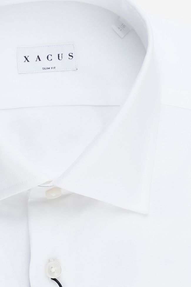 Xacus Hemd Herren Xacus Slim Einfarbig 100% Baumwolle Kragen Italienisch Lange Ärmel