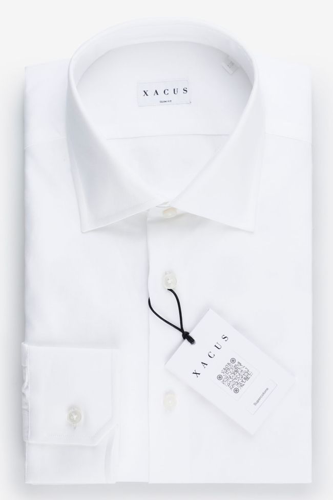 xacus Hemd Herren Xacus Slim Einfarbig 100% Baumwolle kragen Italienisch Lange Ärmel