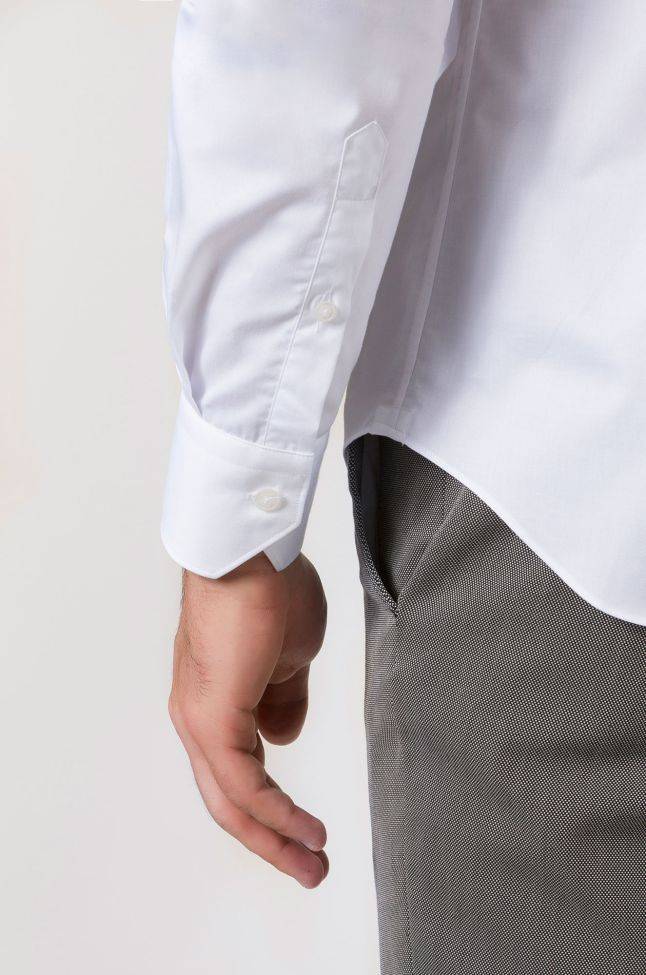 Xacus Hemd Herren Xacus Slim Einfarbig 100% Baumwolle Kragen Französisch Lange Ärmel