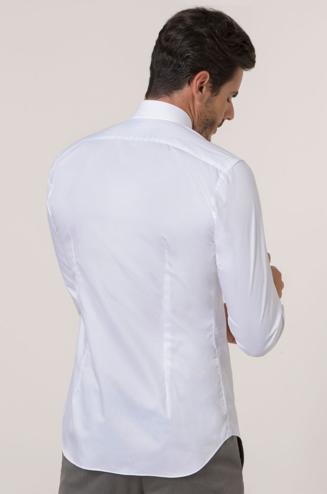 Xacus Hemd Herren Xacus Slim Einfarbig 100% Baumwolle Kragen Französisch Lange Ärmel
